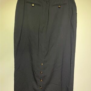 CHANEL Black Pencil Skirt with Decorative Buttons